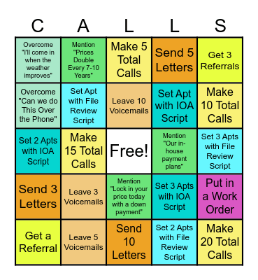 Call Night Bingo Card