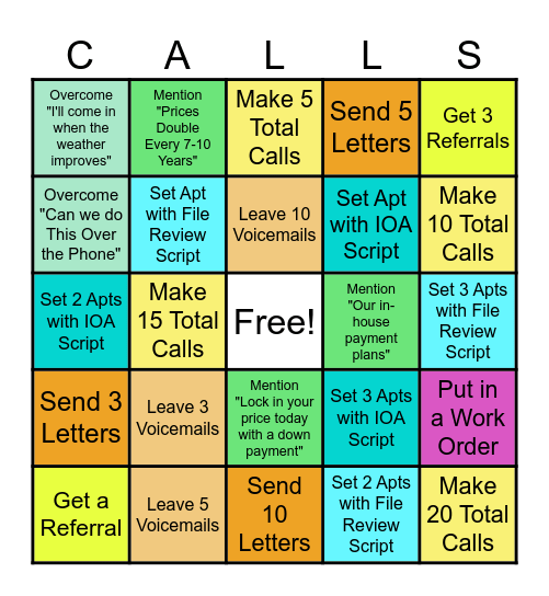 Call Night Bingo Card