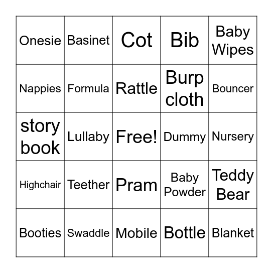 Wild Baby Bingo Card