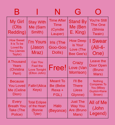 Love Music Bingo Card