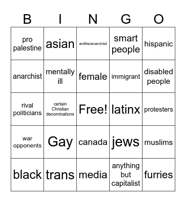 Trump Bingo Card