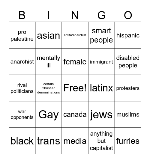 Trump Bingo Card