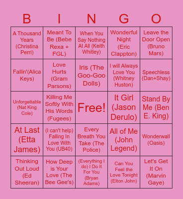 Love Music Bingo Card