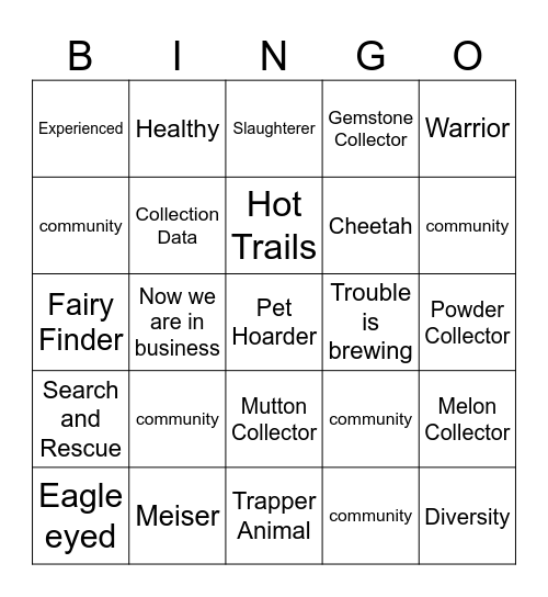 Hypixel Bingo Practice Bingo Card