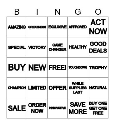 SUPER BOWL BINGO Card