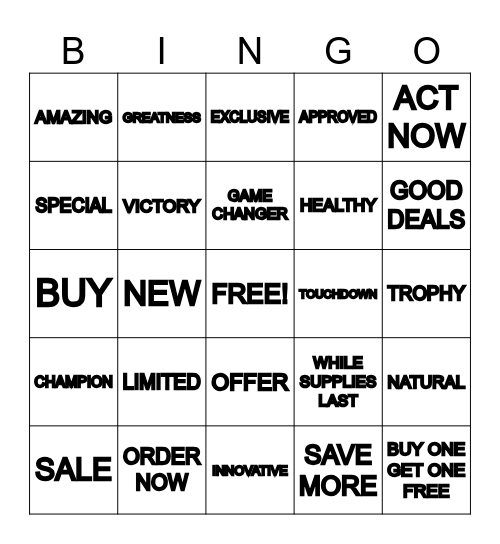 SUPER BOWL BINGO Card