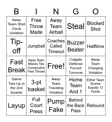 Basketball Bingo Card