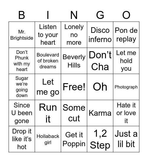 Top hits of 2005 Bingo Card