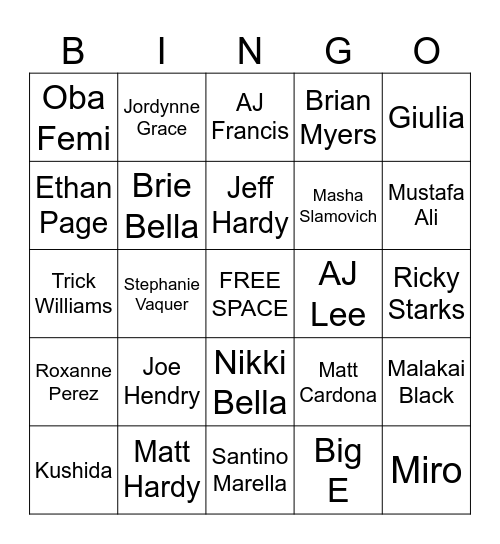 Royal Rumble Surprises Bingo Card