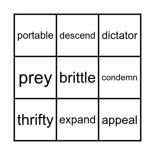 5th Grade Unit 10 Bingo Card