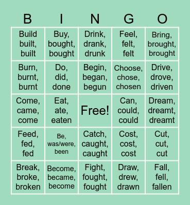 Irregular verbs part 1 (MC) Bingo Card