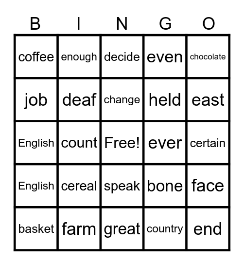 WBC Bingo Card