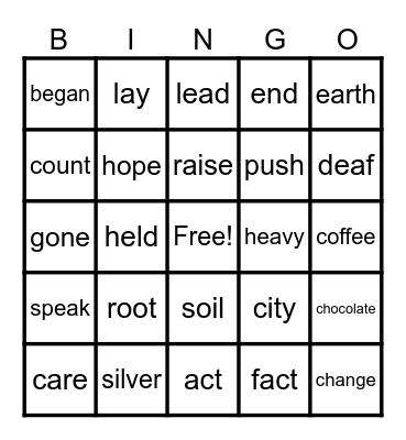 KC Bingo Card