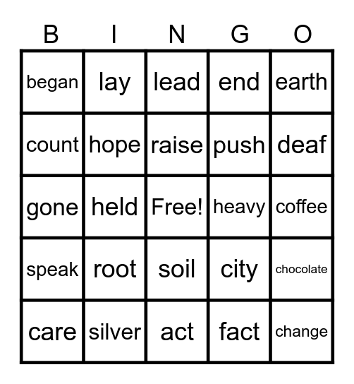 KC Bingo Card