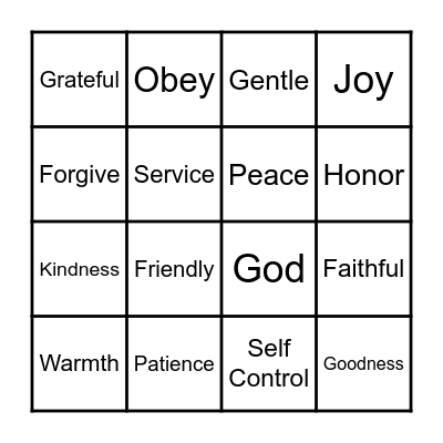 G.LO.R.Y.  BINGO Card