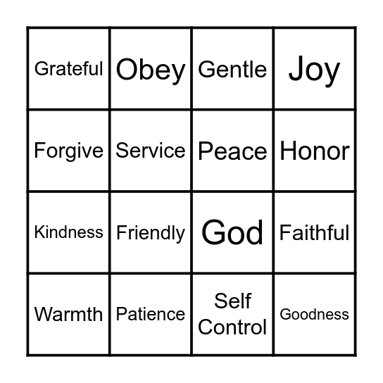 G.LO.R.Y.  BINGO Card