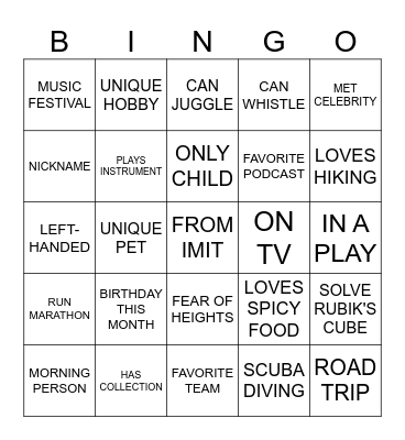 HUMAN BINGO Card