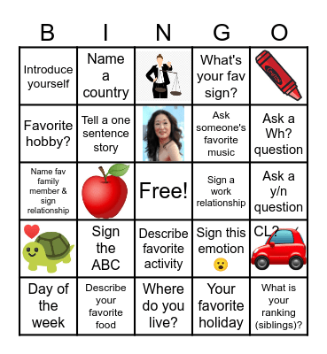 ASL 201 Warm-up Bingo Card