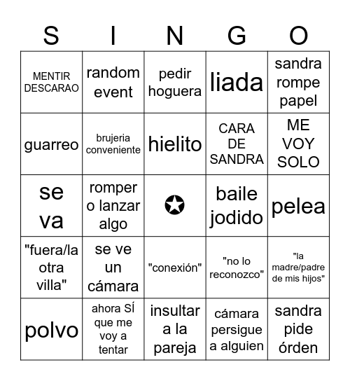 EL BINGO DE LAS TENTACIONES Bingo Card