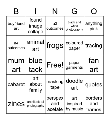 art foundation bingo 24/25 Bingo Card
