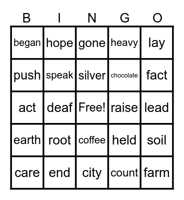 KC Bingo Card