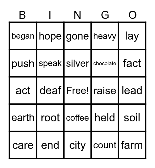KC Bingo Card