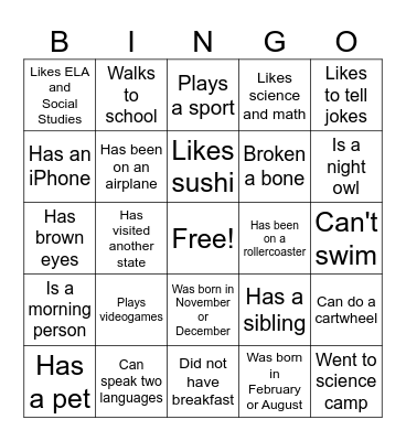 BINGO Card
