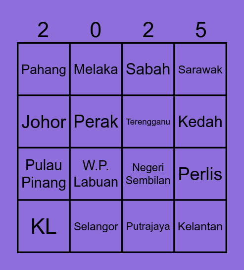 TRAVEL 2025 Bingo Card