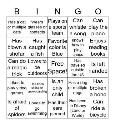 JYG People Bingo Card