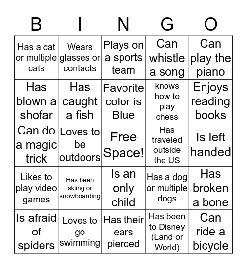 JYG People Bingo Card