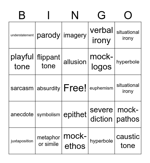 Satire Bingo Card