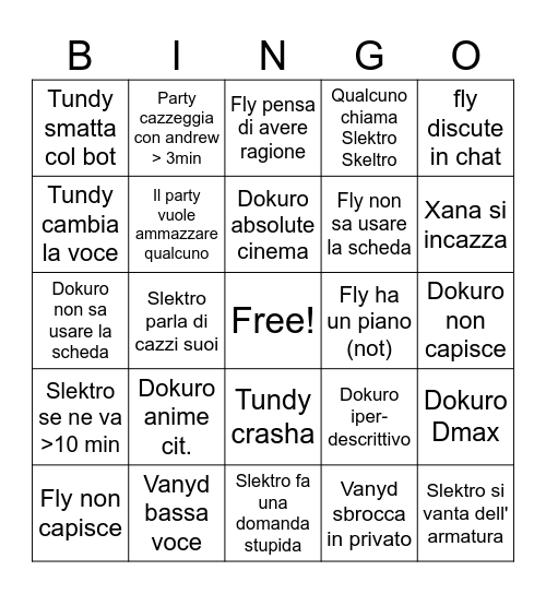 Nuova Sangue bingo alcolico Bingo Card