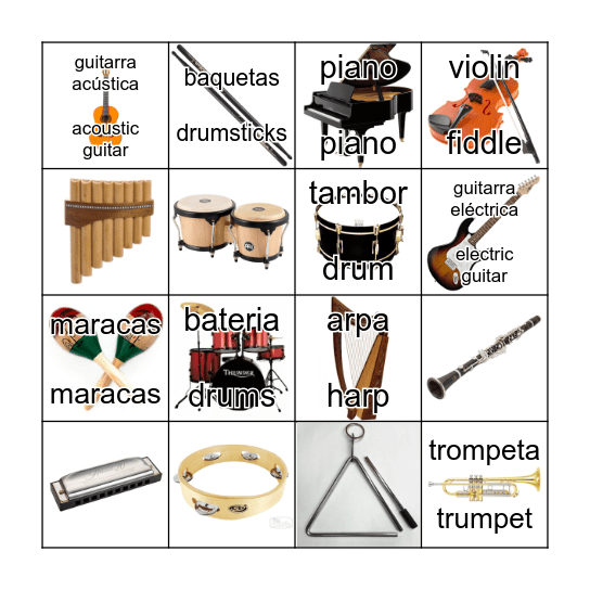 instrumentos  Bingo Card