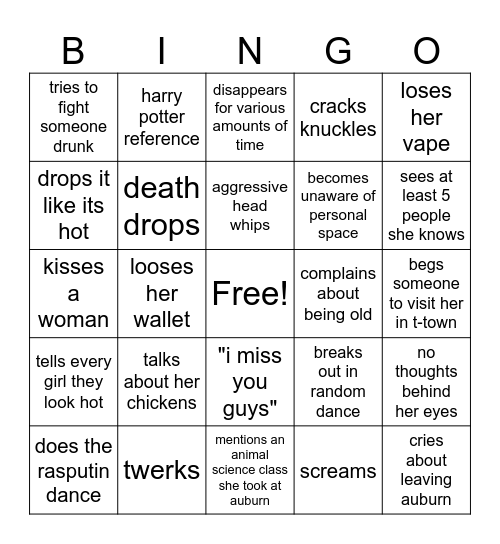 granny lizanny Bingo Card