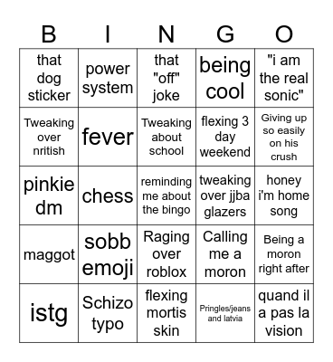 wowowowow Bingo Card