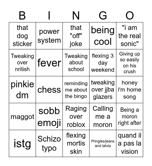 wowowowow Bingo Card