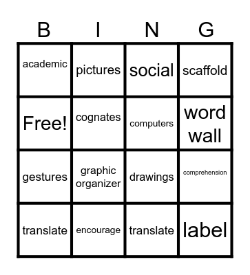 Vocabulary Development with ENLs Bingo Card