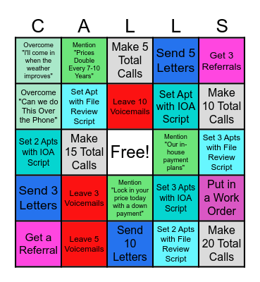 Call Night Bingo Card