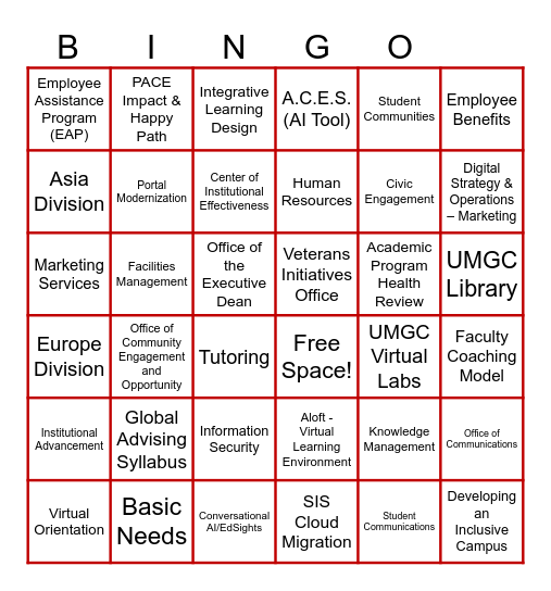 Leadership Alignment Summit EXPO Bingo Card