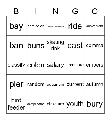 ESL Bingo Card