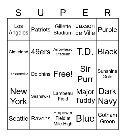 Tailgating Bingo Card