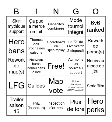 Live 12 février 19h Bingo Card