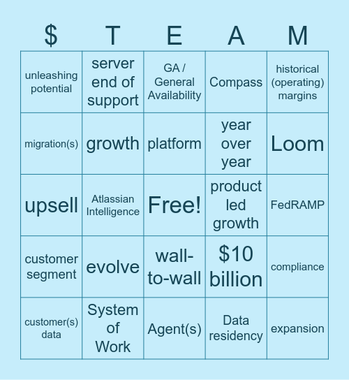 Earnings Call Bingo FY25Q2 Bingo Card