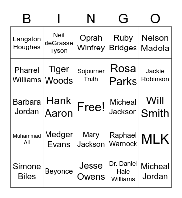 Black History Month Bingo Card