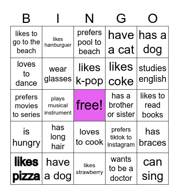 find someone who... Bingo Card