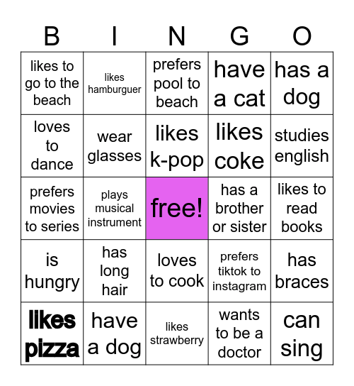 find someone who... Bingo Card