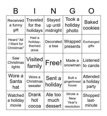 Holiday Bingo Card