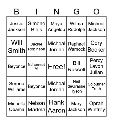 Black History Month Bingo Card