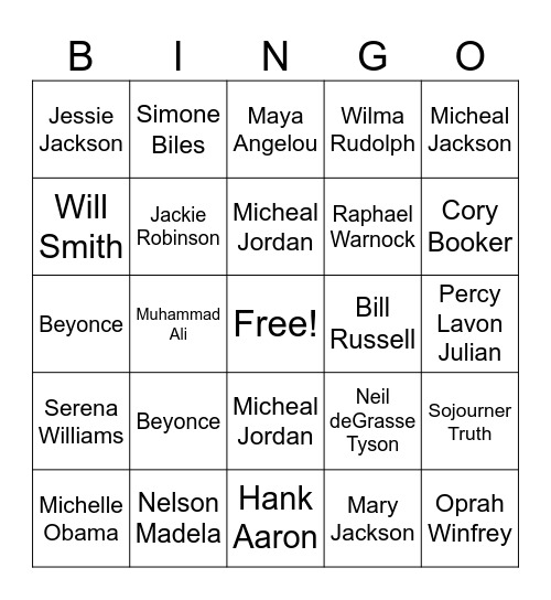 Black History Month Bingo Card