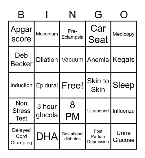Baby Love Bingo Card
